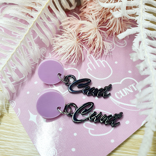 Pastel Lilac & Black Cunty Drop Earrings