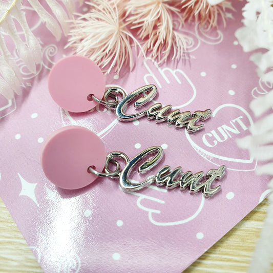 Pastel Pink & Silver Cunty Drop Earrings