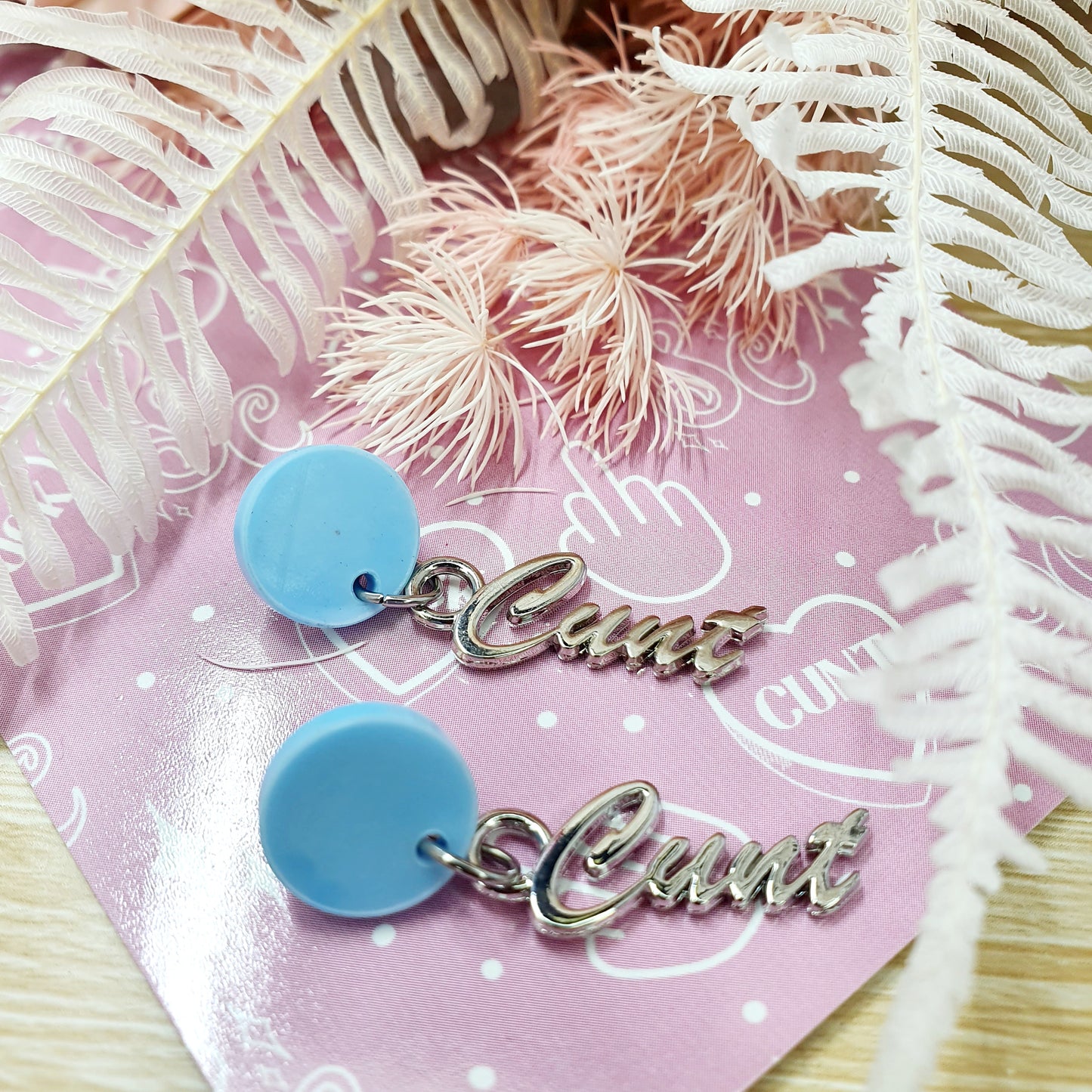 Pastel Blue & Silver Cunty Drop Earrings