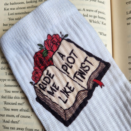 Ride me like a  Plot Twist - Bookish Socks