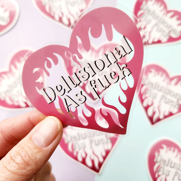 Delusional AF - CLEAR Cutout Vinyl Sticker – Something Cool Art
