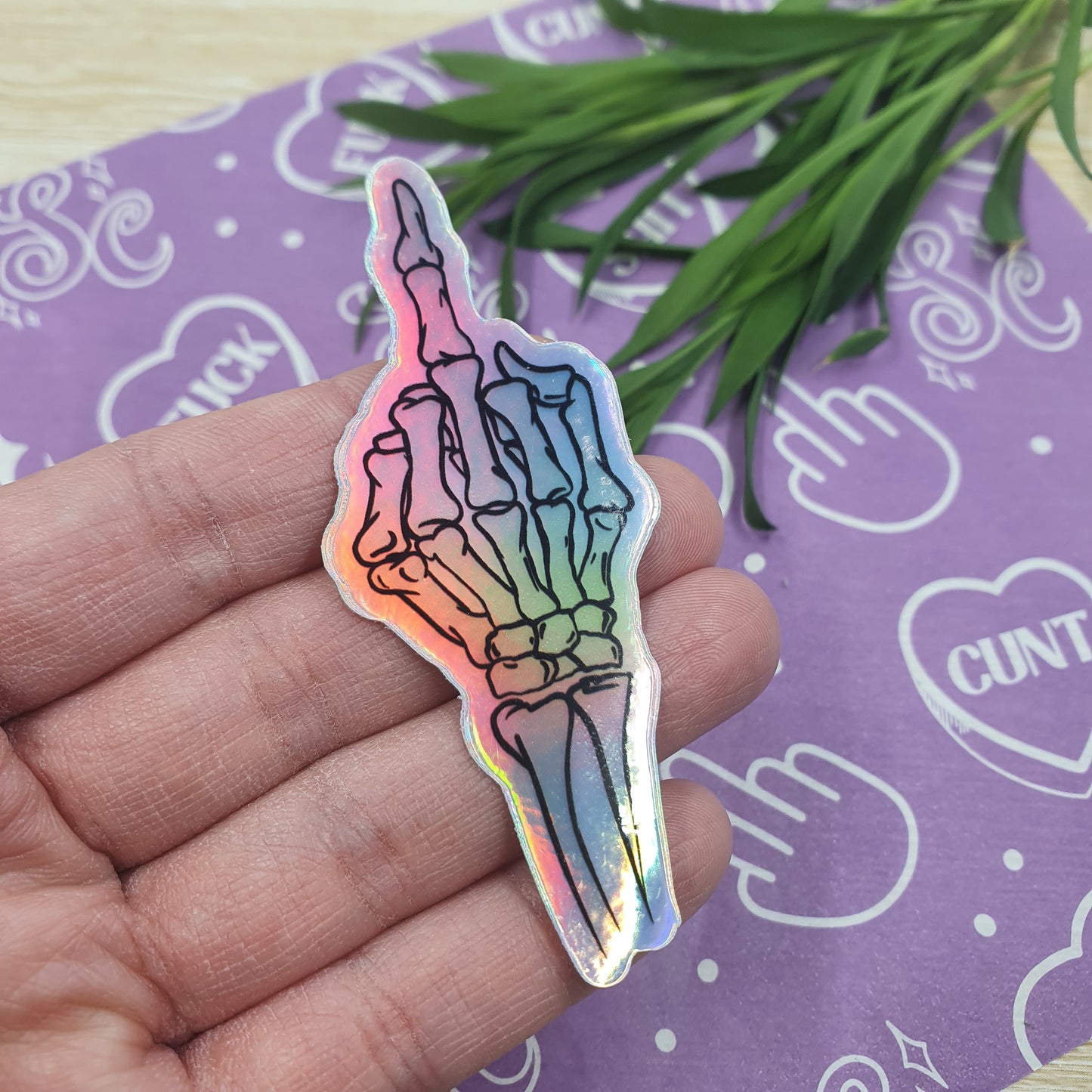 Middle Finger HOLOGRAPHIC - Small Diecut Vinyl Sticker