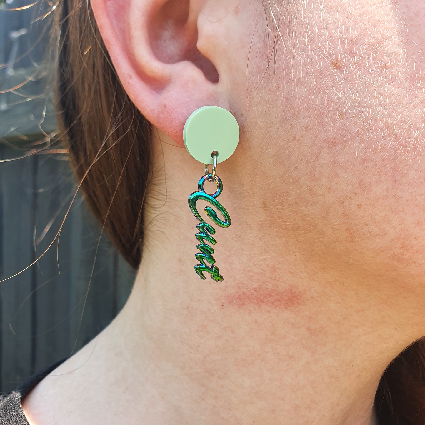 Mint Green & Rainbow Cunty Drop Earrings