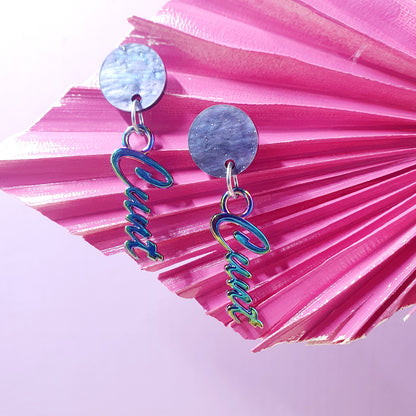 Purple Galaxy & Rainbow Cunty Drop Earrings