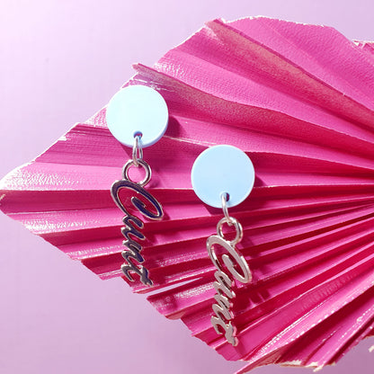 Pastel Blue & Silver Cunty Drop Earrings