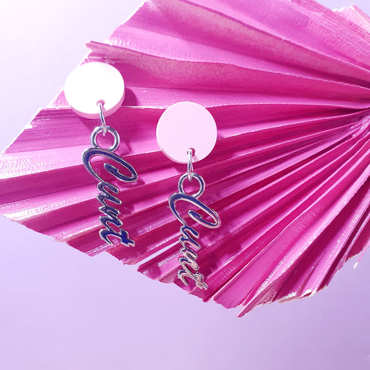 Pastel Pink & Silver Cunty Drop Earrings