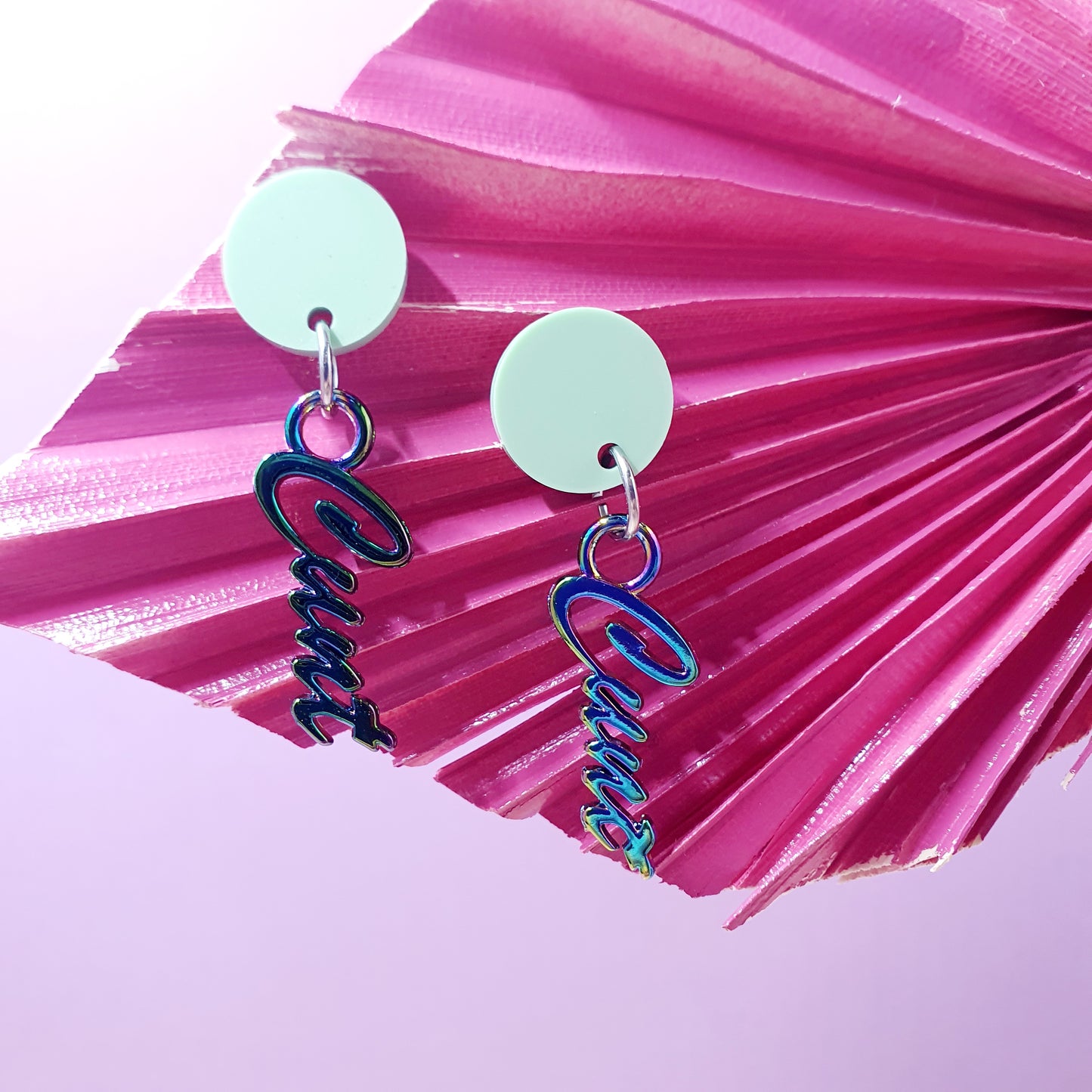 Mint Green & Rainbow Cunty Drop Earrings