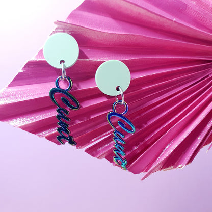 Mint Green & Rainbow Cunty Drop Earrings