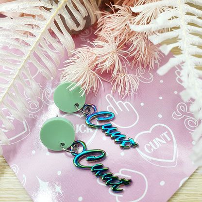 Mint Green & Rainbow Cunty Drop Earrings